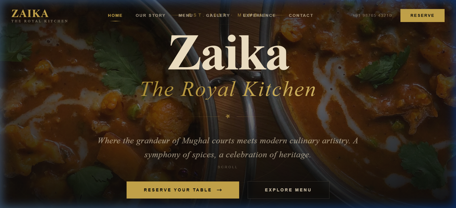 Zaika Restaurant Website Preview